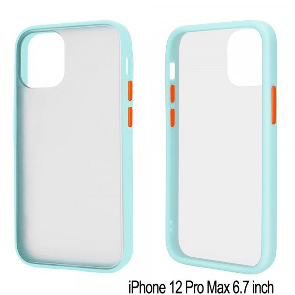 Wholesale Slim Matte Hybrid Bumper Case for iPhone 12 Pro Max 6.7 inch (Light Blue)